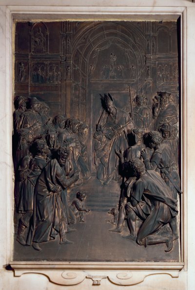 San Antonio absolviendo a la Señoría, relieve de la capilla Salviati (bronce) de Giambologna